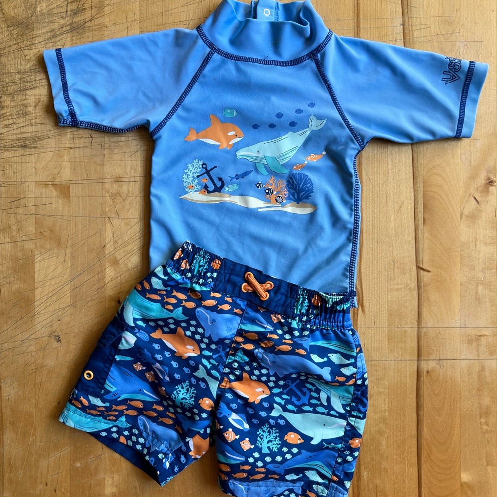 Toddler Swim Set - Body rash guard and trunks - Sharks 🦈